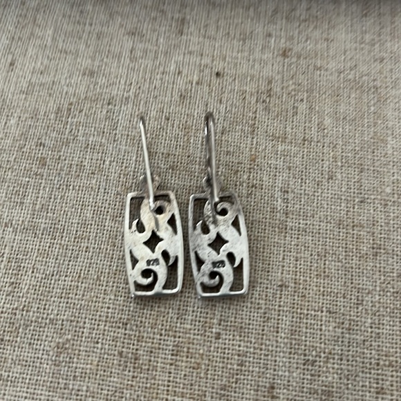 Vintage Sterling Scroll Rectangular Earrings - Picture 4 of 6